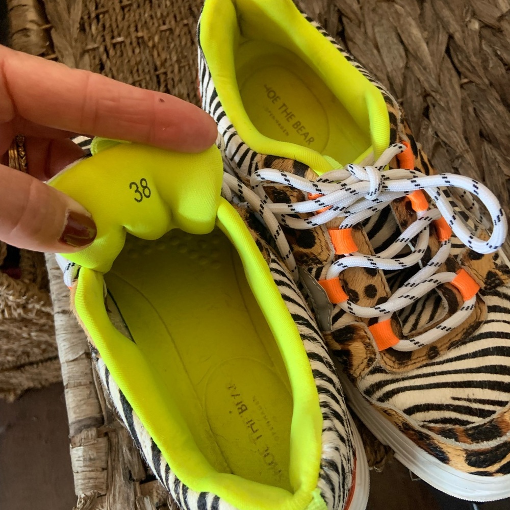 Only worn once Shoe The Bear sz 38 Leopard + Zebra multi pattern sneakers.